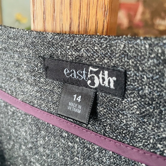 East 5th women’s fit & flare midi tweed zip skirt belt loops 14 charcoal gray - Picture 8 of 9